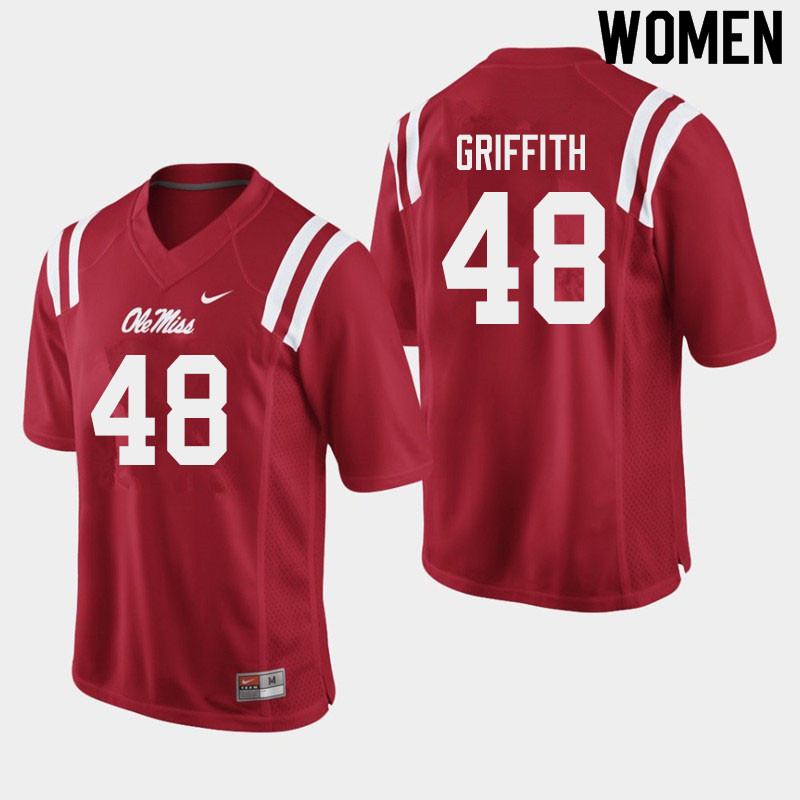 Andrew Griffith Ole Miss Rebels NCAA Women's Red #48 Stitched Limited College Football Jersey YLH5458GJ